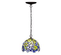 Dualbao Lampada a Sospensione Piccola in Vetro colorato Wisteria, Vetro Verde, Giallo e Blu, Lampada a Sospensione Grande, Illuminazione Rustica Vintage per Cucina, Bar, Soggiorno,8‘’