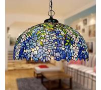 Dualbao Lampada a Sospensione Piccola in Vetro colorato Wisteria, Vetro Verde, Giallo e Blu, Lampada a Sospensione Grande, Illuminazione Rustica Vintage per Cucina, Bar, Soggiorno,20‘’