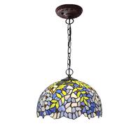 Dualbao Lampada a Sospensione Piccola in Vetro colorato Wisteria, Vetro Verde, Giallo e Blu, Lampada a Sospensione Grande, Illuminazione Rustica Vintage per Cucina, Bar, Soggiorno,12‘’