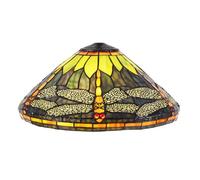 Dualbao Solo Sostituzione Paralume Libellula Arancione da 16 Pollici,Stile Mission Verde Foresta Blu Scuro Vetro colorato Vintage Pastorale,Paralume per Lampada da scrivania, Lampada a Sospensione