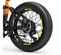 DualColorStampe Adesivi Cerchi Bici FAT BIKE 20'' Pollici Ruota Bici accessori Fat bike MTB Stickers Cerchi MARE COD. B0080 (Giallo Fluorescente)