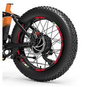 DualColorStampe Adesivi Cerchi Bici FAT BIKE 20'' Pollici Ruota Bici accessori Fat bike MTB Stickers Cerchi BANDIERA ITALIANA ITALIA - B0135 (Rosso Fluorescente)