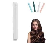 Dualglam Mini Dual-Purpose Curling Iron, 2-in-1 Portable Curly Wand and Flat Iron, Cozy Home Curling, for All Hair Types (White)