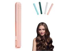 Dualglam Mini Dual-Purpose Curling Iron, 2-in-1 Portable Curly Wand and Flat Iron, Cozy Home Curling, for All Hair Types (Pink)