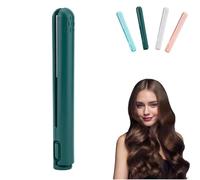 Dualglam Mini Dual-Purpose Curling Iron, 2-in-1 Portable Curly Wand and Flat Iron, Cozy Home Curling, for All Hair Types (Green)