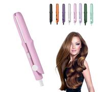 Dualglam Mini Dual-Purpose Curling Iron, 2025 New 2 In 1 Portable Dual Glam Mini Curling Iron, Straight Curly Hair for All Hair Types (Light pink)