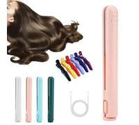 Dualglam Mini Dual-Purpose Curling Iron, Beautyskinusa Curling Iron, 2-in-1 Portable USB Curling Wand, for All Hair Types (Pink)