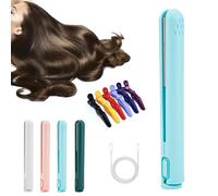Dualglam Mini Dual-Purpose Curling Iron, Beautyskinusa Curling Iron, 2-in-1 Portable USB Curling Wand, for All Hair Types (Blue)