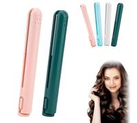 Dualglam Mini Dual-Purpose Curling Iron, mini dual purpose curling iron, 2025 New Dual Purpose Upgrade Portable Curling Wand, Portable USB Powered Cordless Wand for All Hair Types (Green+Pink)