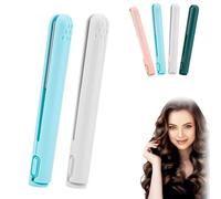 Dualglam Mini Dual-Purpose Curling Iron, mini dual purpose curling iron, 2025 New Dual Purpose Upgrade Portable Curling Wand, Portable USB Powered Cordless Wand for All Hair Types (White+Blue)