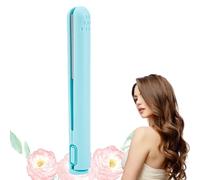 Dualglam Mini Dual-Purpose Curling Iron, USB Cozy Home Curling Iron with Ceramic Plates for Travel and for Frizz-Free Curls & Straight Hair (Blue)