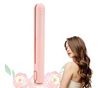 Dualglam Mini Dual-Purpose Curling Iron, USB Cozy Home Curling Iron with Ceramic Plates for Travel and for Frizz-Free Curls & Straight Hair (Pink)