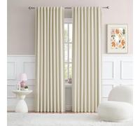 DUALIFE Tende oscuranti con passanti posteriori, lunghe 240 cm, color crema e beige, per soggiorno, cottage, decorazione urbana, tende oscuranti per camera da letto, 2 pezzi, 132 x 240 cm (larghezza x