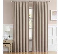 DUALIFE Tende oscuranti per camera da letto e cameretta dei bambini, lunghe 228,6 cm, a tripla tessitura, in microfibra, tende oscuranti per la camera dei bambini (tortora/marrone chiaro, 1 paio, 132