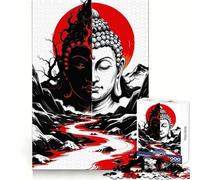 Dualità del Buddha︰ Puzzle per adolescenti rosso, nero e bianco da 1000 pezzi Stimola la memoria, rilassa la mente, divertente, con taglio di qualità (38x26cm)