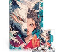 Dualità lupo e geisha Puzzle 1000 pezzi per adolescenti Aiuta il cervello ad allenare i giocattoli che creano dipendenza per coltivare la pazienza Regalo divertente 38x26cm