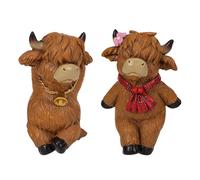 Dualoai 2 Pezzi Cow Pot Hanger Animal Sculpture Statue Figurina in Resina per Prato
