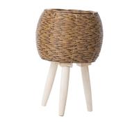 Dualoai Portavasi in Vimini Intrecciato con Gambe, Robusto Cesto per Piante, Decorazione Versatile, Vaso Rustico, Vaso per Soggiorno, caffè 31x20cm 3 Gambe