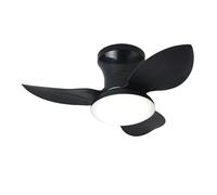 Dualoai Ventilatore da soffitto con luce, controllo della velocità regolabile, lampada a LED 220V per ambienti interni, Nero