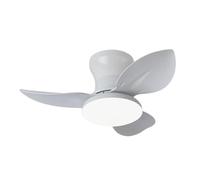 Dualoai Ventilatore da soffitto con luce, controllo della velocità regolabile, lampada a LED 220V per ambienti interni, Bianco