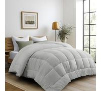 DUANDAUN - Piumone 155 x 220 cm, 4 stagioni, in microfibra, morbido e confortevole, per tutto l'anno, per chi soffre di allergie, grigio chiaro