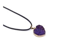 DUANGYMM Collana, Collana di Giada, Ciondolo a Forma di Cuore con Cristalli Bianchi Naturali, Bordo Dorato, Pietre preziose, galvanica, Decorazione Feng Shui Fatta a Mano, Pietra Cristallo(Amethyst)