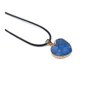 DUANGYMM Collana, Collana di Giada, Ciondolo a Forma di Cuore con Cristalli Bianchi Naturali, Bordo Dorato, Pietre preziose, galvanica, Decorazione Feng Shui Fatta a Mano, Pietra Cristallo(Deep Blue)