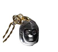 DUANGYMM Collana, Collana di Giada, Collana con Ciondolo a Forma di Testa Buddha in Cristallo Fragola, ricchezza Feng Shui, amuleto dei Chakra, Portafortuna(White Crystal)