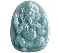 DUANGYMM Collana, Collana di Giada, Collana con Ciondolo in Giada Blu Feng Shui for Donna, autentica giadeite for Yoga, proboscide di Elefante, Dio della Fortuna