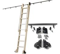 DUANHOZ Kit Scala per Biblioteca con Ruote per impieghi gravosi con Binario in Ferro al Carbonio a Tubo Tondo da 20 piedi/600 cm