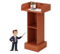 DUANHOZ Leggio/Paggio con vano portaoggetti - Marrone, Leggio di Livello Professionale per presentazioni, conferenze e aule, Podio per scuole o Sale conferenze
