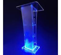 DUANHOZ Leggio/Podio in Acrilico per chiese, scuole e uffici, scrivania Portatile per presentazioni con Ampia Superficie di Lettura e Luce Blu.