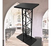 DUANHOZ Leggio Portatile in Metallo e Legno con portabicchiere - Ideale per aule Scolastiche, chiese, discorsi in pubblico e presentazioni. Supporto Facile da Usare.