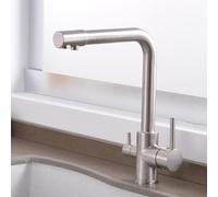 DUANHOZ Rubinetto da Cucina a 3 Vie - Rubinetto con Filtro per Acqua Potabile Color Oro, Rubinetto Girevole a 360° con 2 Leve, Design Moderno per casa e Cucina e Soluzione di Fil