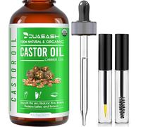 Duasash Olio di Ricino Biologico per Ciglia e Sopracciglia 120ml Olio di Ricino per Capelli Unghie, Pelle e Barba 100% Puro Biologico Castor Oil con Set di Pennelli
