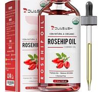 Duasash Olio di Rosa Mosqueta Puro 120ml, 100% Bio Olio di Rosa Canina Biologico, Spremuto a Freddo, Vegano e Non Raffinato Rosehip Oil per Viso, Corpo, Capelli, Pelle, e Mani
