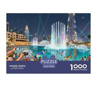 Dubai Burj Khalifa Fontana Show Puzzle in Legno Impermeabile Puzzles Da 1000 Pezzi Regali Per Adulti Colorati Giochi Educativi