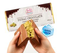 Dubai Chocolate PREMIUM Kunafa, barretta al pistacchio da 190 gr, perfetta da regalare, produzione quotidiana fresca, dessert esclusivo fatto a mano