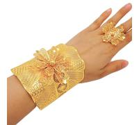 Dubai Grande Fiore Bangle & Ring Donne Marocchino Grande Braccialetto di Nozze Sposa Braccialetto Braccialetti Africani Arabi Gioielli