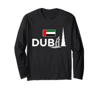 Dubai, iconico, costruzioni, in, dubai, parole, e, uae, bandiera, vendemmia Maglia a Manica