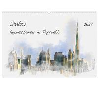 Dubai - Impressionen in Aquarell (Wandkalender 2027 DIN A3 quer), CALVENDO Monat