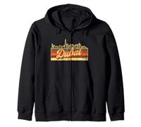Dubai Skyline & Emirati Arabi Uniti Retro Stripes - Emirati Pride Felpa con Cappuccio