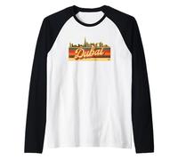 Dubai Skyline & Emirati Arabi Uniti Retro Stripes - Emirati Pride Maglia con Maniche Raglan