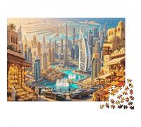 Dubai Skyline Jigsaw Puzzles 1000 Piece Recyclable Desert City Puzzle per Elderly Educativo Game Decompressione Ideal per Holiday Blessings Gift 52x38cm/1000pcs