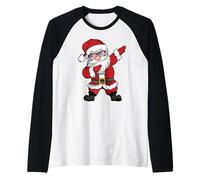 Dubbing - Babbo Natale con Bandiera USA Maglia con Maniche Raglan