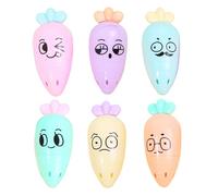 Dubbulon Evidenziatori Assortiti,Set da 6 Penne Evidenziatore a Forma di Carota - Pennarelli Asciugatura Rapida Colori Vivaci Punta Cuneiforme Forma Carota Materiale Scolastico per Adulti Studenti