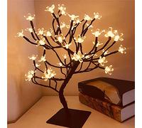 DUBENS Lampada a forma di albero di ciliegio con 48 LED, con porta USB in metallo, lampada di base per la casa, la camera da letto, le feste, il matrimonio, la decorazione di Natale