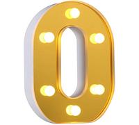 DUBENS Luci a LED alfabeto con numeri illuminati, luci a LED, per feste, matrimoni, ricevimenti, casa, compleanno, bar, luci dorate, funzionamento a batteria (0)