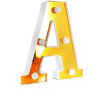 DUBENS - Luci LED a forma di lettere dell'alfabeto e numeri, luci con numero illuminato, per feste, matrimoni, ricevimenti, compleanni, bar, decorazione a luce dorata, funzionamento a batteria, A