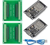DUBEUYEW 2Pcs Type-C USB ESP32S ESP32 CH340 Scheda di Sviluppo 30 pin 2,4 GHz Dual-Mode WiFi + Bluetooth Dual Core Processore Microcontroller, con Due Schede Breakout e un Cavo Dati Typ-c